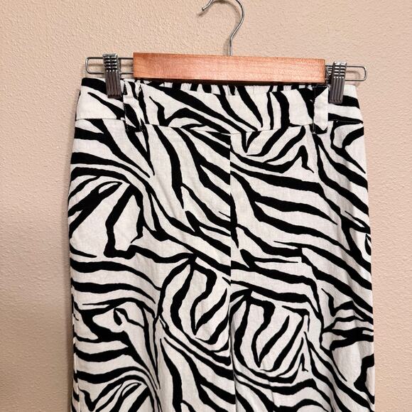 Rachel Zoe Zebra Print Wide Leg Pull On Pants Linen Blend Women's Size M Boho - Picture 3 of 9